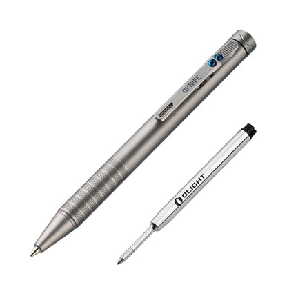 OKNIFE B1 Ti Titanium Pen with 2-in-1 Clip, 2 pcs Refills | Bolt Action EDC Pen with Built-in Spinning Top for Smooth Writing and Everyday Carry (Titanium) - color: titanium