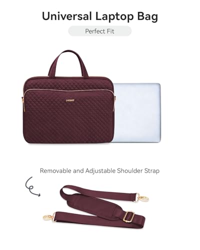 Laptop Case Bag Women Men Computer Sleeve Compatible with MacBook/Dell/HP/Acer/ASUS, Waterproof Shoulder Carrying Briefcase, Red, 15.6-16 Inch - color: Wine Red, size: 15.6 Inch