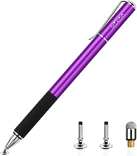 Mixoo Stylus Pens for Touch Screens - Disc & Fiber Tip 2 in 1 High Sensitivity Universal Stylus for iPad, iPhone, Tablets and Other Capacitive Touch Screens (Dark Violet) - color: Dark Violet