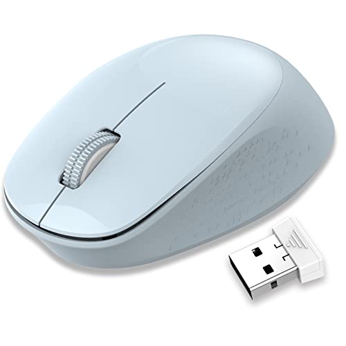 LeadsaiL Wireless Mouse for Laptop, 2.4GHz Silent USB Mouse, Slim Optical Mouse with 3 Buttons, 1600 DPI, Works with Windows, Mac, Chrome OS, Linux - color: Light Blue
