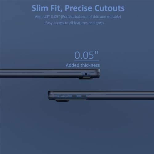 Midnight Clear Case for MacBook Air 13 inch 2026 M5, 2022-2025 M4/M3/M2 | Matte Plastic Hardshell & Keyboard Cover for Mac Air 13.6 inch Case A3449 A3240 A3113 A2681, Frosted Midnight - color: 01 Frosted Midnight Blue