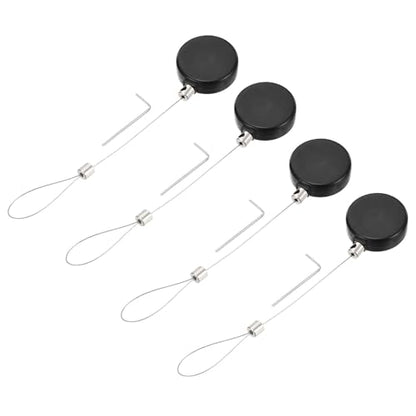 MECCANIXITY 1.8 ft Retractable Cable Lock with Latch Remote Control Security Lock with Adjustable Cord Tether Anti Theft for Laptop, TV, 200g, Black, 4 Pack