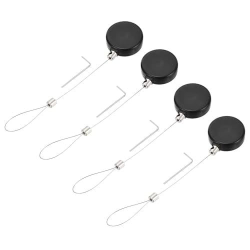 MECCANIXITY 1.8 ft Retractable Cable Lock with Latch Remote Control Security Lock with Adjustable Cord Tether Anti Theft for Laptop, TV, 200g, Black, 4 Pack