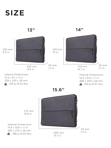 Lenovo Urban Laptop Sleeve 13 Inch for Laptop/ Notebook/Tablet Compatible with MacBook Air/Pro Water Resistant - Charcoal Grey - size: 13 inch