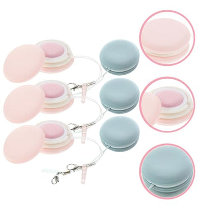 GLEAVI Pouch Microfiber Cleaning Cloth - 6pcs Mini Phone Screen Wiper Macaron Shape - Portable Lens & Screen Cleaner Cloth Keychain Glasses Eyeglass Brush (Pink,Blue)