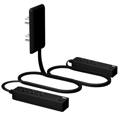 LIDER Outlet Extender with 3 Receptacles, 2 Power Strip, USB-A & USB-C | ETL Listed, 3ft Cord, 1625W, Matte Black, 3-Outlet Power Strip, Wall Plate Plug With Cord Extender - color: Black, size: 1 Pack