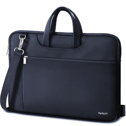 Ferkurn Laptop Case Bag Women Men Computer Sleeve with Shoulder Compatible with HP/Inspiron/Thinkpad/Vivobook/MSI/Surface, 15.6 inch, Blue - color: Navy Blue, size: 15.6 inch