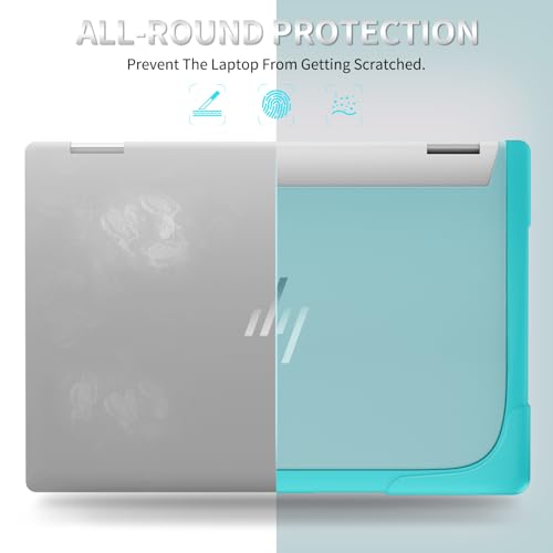 Heavy Duty Case for 14" HP Envy X360 2-in-1 2K Touch-Screen Laptop 2024 Release Shockproof Hard Shell Matte Translucent Anti-Fingerprint Protective Cover with TPU-Covered Edge (Blue) - color: Blue