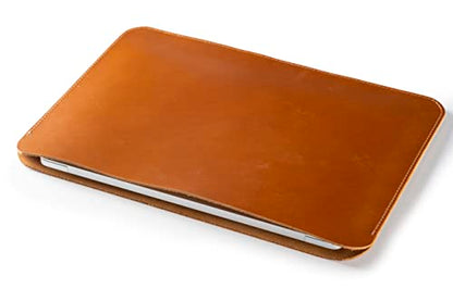 Leather Laptop Sleeve, Handmade Slim Case for MacBook Air 13" (M2) 2024, (M3) 2024 & 15 inch (M3) 2041 - color: Light Tobacco, size: 13"