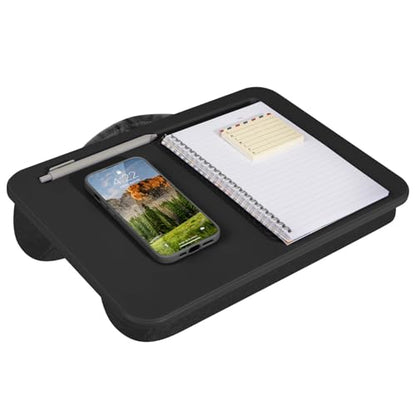 LAPGEAR Compact Lap Desk – Black, Fits 14" Laptops | Microbead Cushion, Built-In Pencil Slot, Carry Handle, Fits Standard Letter-Size Paper (8.5" × 11") - color: Black, size: 14″ Laptop (Compact)
