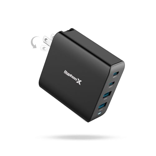 100W USB C Charger, 4 Port GaN Fast Charger Block Foldable Type C Charging Block Fast Charging Block Compatible with MacBook Pro/Air, iPhone 15/14/13/Mini/Pro/Pro Max/Samsung Galaxy(Black)