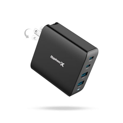 100W USB C Charger, 4 Port GaN Fast Charger Block Foldable Type C Charging Block Fast Charging Block Compatible with MacBook Pro/Air, iPhone 15/14/13/Mini/Pro/Pro Max/Samsung Galaxy(Black)