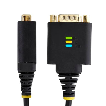 StarTech 1ft USB to Serial Adapter Cable, FTDI, 30cm (1P1FFC-USB-SERIAL) | USB-A to DB9 RS232, Interchangeable DB9 Screws Nuts, COM Retention, LED Indicators - size: 1ft
