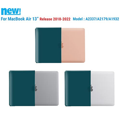 IBENZER Compatible with New MacBook Air 13 inch Case 2022 2021 2020 M1 A2337 A2179 A1932, Plastic Hard Shell Case with Keyboard Cover for Mac Retina Display with Touch ID, Quezhal Green, MMA-T13QUGN+1 - color: Quezhal Green