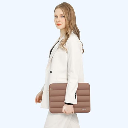 MOSISO Laptop Case 13.3 inch,13-13.3 inch Puffy Laptop Sleeve Compatible with MacBook Neo/Air 13.6 M5 M4 M3 M2 M1/Pro 13/14,HP Dell ASUS Lenovo,Polyester Horizontal Bag with Small Case, Mocha - color: Mocha, size: 13.3 inch