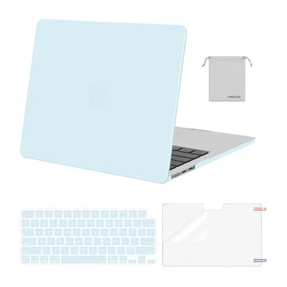 MOSISO Compatible with MacBook Air 13 inch Case M5 2026 M4 M3 M2 2025-2022 | A3449 A3240 A3113 A2681, Hard Shell&Keyboard Cover&Screen Film&Pouch for MacBook Air 13.6 inch Case, Cloud Blue - color: Cloud Blue