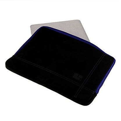 SumacLife Micro Suede Carrying Sleeve with Rear Pocket for 13-13.3 Inches Laptops (SLMSuede13BBLU) - color: Black/blue