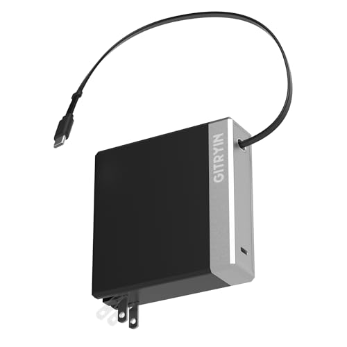 Gitryin 140W Retractable Laptop Charger Block for MacBook Multiple Devices, 2-Port Compact USB C Charger with 31.5in Type C Cable, Fast GaN Charger for MacBook,iPad,iPhone 17/16 Series,Travel, Black - color: Black