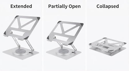 360 Rotating Aluminum Laptop Stand, Adjustable & Foldable Ergonomic Computer Stand, Compatible with MacBook, iPad, Dell, HP up to 16 Inches for Home & Office, Silver - color: Silver
