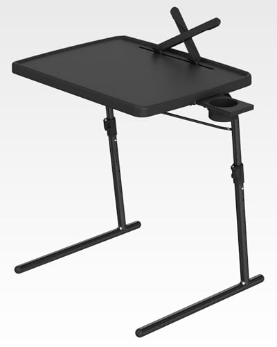 Max Adjustable TV Tray Table with Cup Holder - 22 x 16.9 inch TV Dinner Tray on Bed & Sofa, Large Size Comfortable Folding Table, Laptop Table for Couch with 6 Height & 3 Tilt Angle Adjustment - size: XL TV tray-1 pack