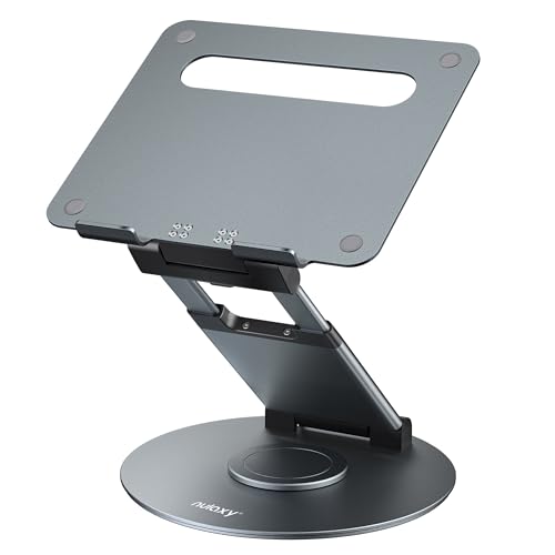Nulaxy Telescopic 360 Rotating Laptop Stand for Desk Adjustable Height Swivel Pull Out Design Ergonomic Laptop Riser Standing Desk Converter Fits All 10-17" Laptops Computer MacBook, Gray - color: A-Gray