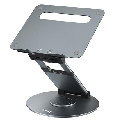 Nulaxy Telescopic 360 Rotating Laptop Stand for Desk Adjustable Height Swivel Pull Out Design Ergonomic Laptop Riser Standing Desk Converter Fits All 10-17" Laptops Computer MacBook, Gray - color: A-Gray