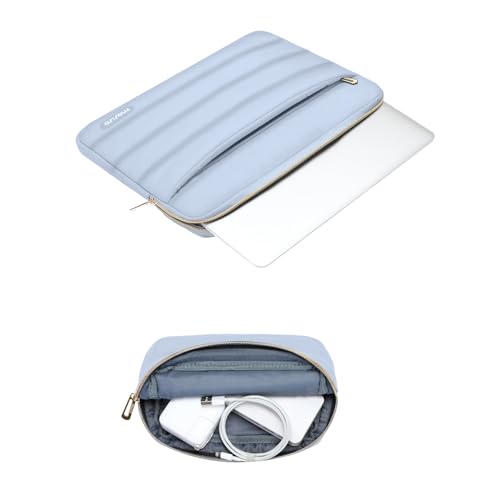 MOSISO Laptop Case 16 inch, 15-15.6 inch Puffy Laptop Sleeve Compatible with MacBook Pro 16 M5 M4 M3 M2 M1, HP Dell ASUS Acer Toshiba Lenovo, Polyester Horizontal Bag with Small Case, Baby Blue - color: Baby Blue, size: 16 inch