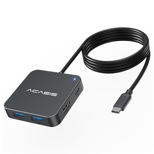 USB C Hub Long Cable 4FT 10Gbps, Multiport Adapter with 4K 60Hz HDMI, 100W Power Delivery, 3 USB A3.1+1 USB-C 3.1 Data Port, USB C to HDMI Adapter for MacBook, Dell, Lenovo, Surface, iPad PRO - color: Grey