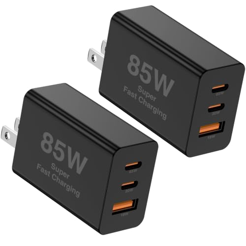 85W Dual USB C Charger Block, 3-Port Fast USB-C Power Adapter Wall Charger Plug Type C Charging Adapter for Laptop & Tablets/Android Phones iPhone 17/16/15 Pro Max, iPad Pro/Air/mini - color: Black