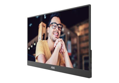AOC 16" Portable Monitor FHD 60Hz USB-C IPS Ultra Slim Smart Cover 16T20 | 1920×1080 Computer Monitor, USB-C, Mini HDMI, Built-in Speakers, Smart Cover, Ultra Slim, VESA Mount, Low Blue Light - size: 15.6 inch Smart Cover