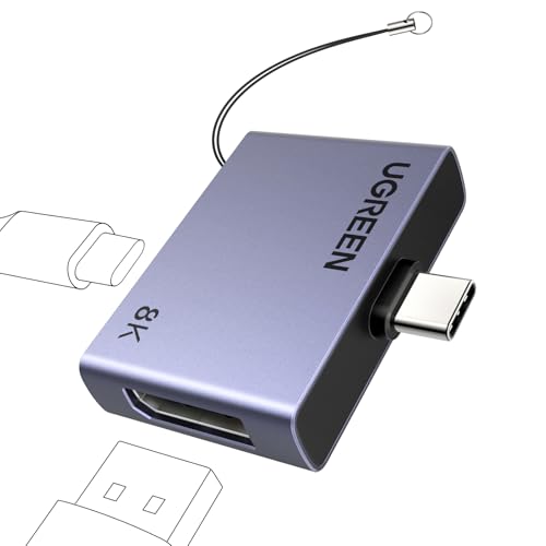 UGREEN USB C to DisplayPort 1.4 Adapter 8K@60Hz with PD 100W Fast Charging | 4K@240Hz, Unidirectional, Thunderbolt 4/3 to DP Compatible with iPhone 17, MacBook Pro/Air/Mini, iPad, Galaxy, Steam Deck