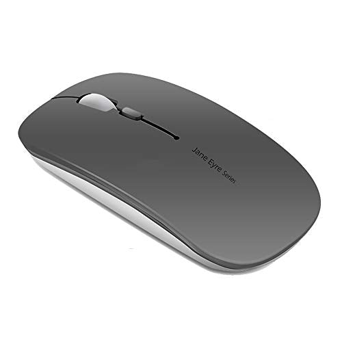 Uciefy Q5 Slim Rechargeable Wireless Mouse, 2.4G Portable Optical Silent Ultra Thin Wireless Computer Mouse with USB Receiver and Type C Adapter, Compatible with PC, Laptop, Notebook, Desktop (Grey) - color: Grey