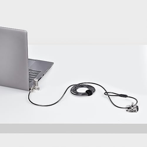 StarTech Universal Laptop Lock, 6.6ft, TAA, Cut-Resistant Cable (2m) | Security Cable For Notebooks Compatible With Noble Wedge/Nano/K-Slot, Keyless Combination Locking Cable - size: Adjustable, style: Resettable Combination