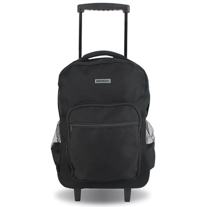 Rolling Backpack for Women. Kids Roller Bag with Wheels. Wheeled Carry-On Luggage, Black - color: Black