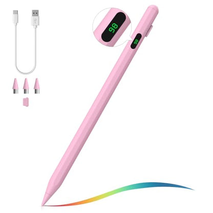 Moko Universal Capacitive Stylus Pencil for Touch Screen, Pink | Fast Charging, Power Display, Compatible with Apple iPad/iPhone/Samsung/Lenovo, iOS Android Tablets & All Smartphones - color: Pink