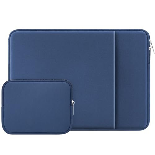 RAINYEAR 13 Inch Laptop Sleeve with Pocket & Accessories Pouch, Navy Blue | Protective Padded Zipper Soft Laptop Carrying Case for 13.3 Inch MacBook Air/Pro M1 M2 M3 M4 M5 A3449 A3240 A3113 A2681 A2338 - color: Navy Blue, size: 13"