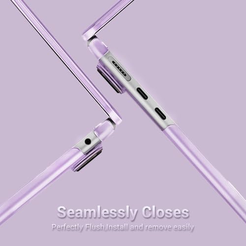 MOSISO Compatible with MacBook Air 13 inch Case M5 M4 M3 M2 2026-2022 | 2 in 1 Kit Anti-Fingerprints Shell for Mac Air 13.6, Ultra Seamlessly Closes Cover, A3449 A3240 A3113 A2681, Purple - color: Purple