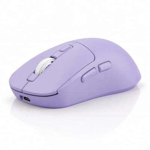 Gizdot-M1 Bluetooth Wireless Mouse for MacBook/Laptop/Mac - Purple | 4-Mode Connections Multi-Device, 3-level DPI, Mouse Jiggler, Silent Click, Ergonomic, Side Buttons, Type-C Rechargeable - color: Purple