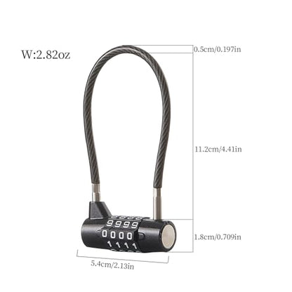 Combination Lock Cable Lock with 4 Digits Cabinet Lock with 3.5" Cable Length Twist 3.5" Length Durable Cable Ideal for lockers, Gym, Toolbox, Case Small Size (3.5") - size: 3.5" Black