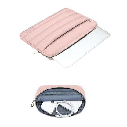 MOSISO Laptop Case 14 inch, 14 inch Puffy Laptop Sleeve Compatible with HP Lenovo Dell ASUS Acer, HP Stream, Dell Latitude, Lenovo IdeaPad, Polyester Horizontal Bag with Small Case, Pink - color: Pink, size: 14 inch