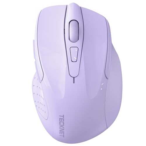 TECKNET Wireless Mouse (2.4G & BT5.0/3.0) Silent 4800 DPI Computer USB A & Bluetooth Mouse 6 Buttons, Wide Compatibility - Lavender - color: Lavender