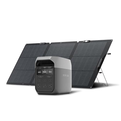 EF ECOFLOW Solar Generator Delta 3 with 160W Solar Panel, 1024Wh 1800W | Portable Power Station, LFP Battery 1800W AC/100W USB-C Output, Full Charge in 56 Min for Home Backup Power, Camping & RVs - style: DELTA 3+160W