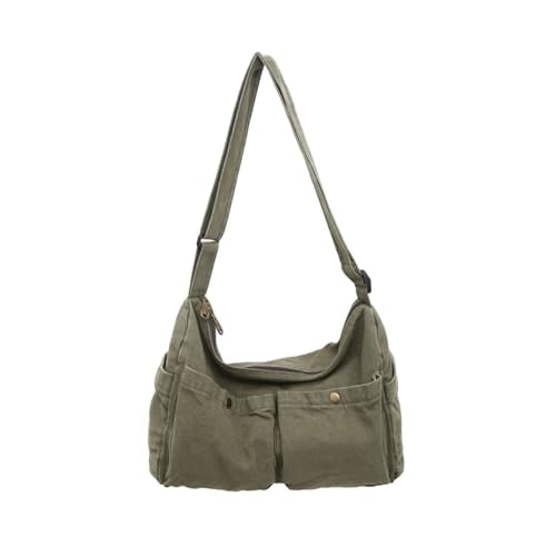 KBTYE Canvas Messenger Bag Cute Crossbody Tote Bag Shoulder for Women Men for School Aesthetic Hobo with Multiple Pockets - color: Green