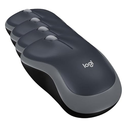 Logitech M185 Wireless Mouse, 2.4GHz with USB Mini Receiver, 12-Month Battery Life, 1000 DPI Optical Tracking, Ambidextrous PC/Mac/Laptop - Swift Grey (Pack of 4) - color: Swift Grey, size: 4 Pack, style: USB Receiver