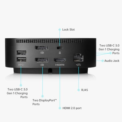 HP Docking Station for Laptop Dual Monitor and Charging Bundle - HP USB-C G5 Dock with 120W AC Adapter, HDMI & DP Cable & USB-C Cable