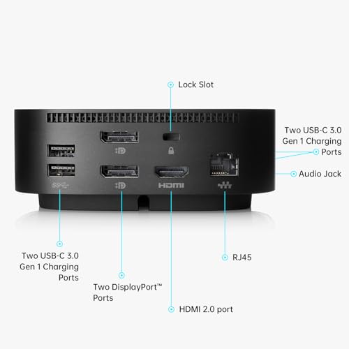 HP Docking Station for Laptop Dual Monitor and Charging Bundle - HP USB-C G5 Dock with 120W AC Adapter, HDMI & DP Cable & USB-C Cable