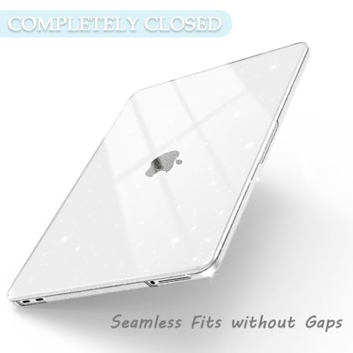 B BELK for MacBook Neo 13 Inch Case 2026 Model A3404, Sparkle Clear | Anti-Fingerprint Protective Matte Hard Shell, 2 Keyboard Covers Included, Screen Protector Included - color: Glitter Clear
