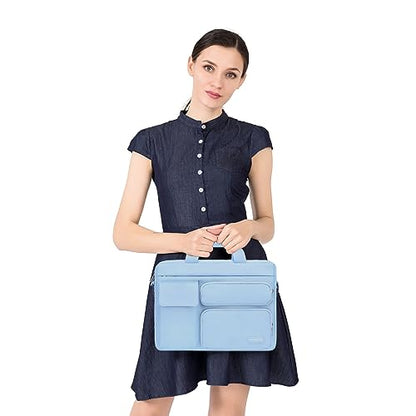 MOSISO Laptop Shoulder Bag 16 inch, 15-15.6 inch Computer Bag | Compatible with MacBook Pro 16 inch, HP, Dell, Lenovo with 2 Raised&1 Flapover&1 Horizontal Pocket&Handle&Belt, Airy Blue - color: Airy Blue, size: 16 inch