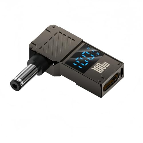 Female USB C to DC 5.5mm x 2.1mm Male Converter for Laptop, 100W 20V USB Type C Input to DC5521 Power Converter display Charging power watt, Work with PD Charger/PD Power Bank and c to c Cable