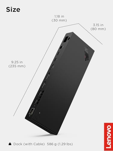 Lenovo ThinkPad Thunderbolt 5 Smart Dock 7500, 120Gbps Data Transfer, 180W Power Delivery, Multiple Display Support, 2.5Gbps Ethernet, Black